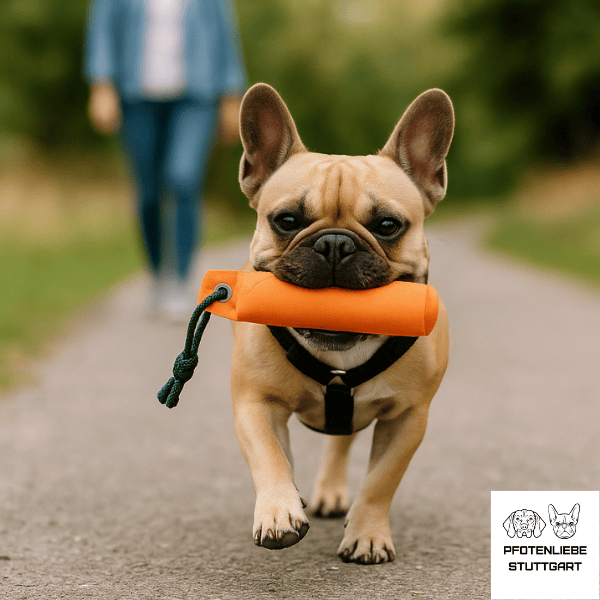 Hunde apportiert Dummy im Maul, Stuttgart Hundeschule