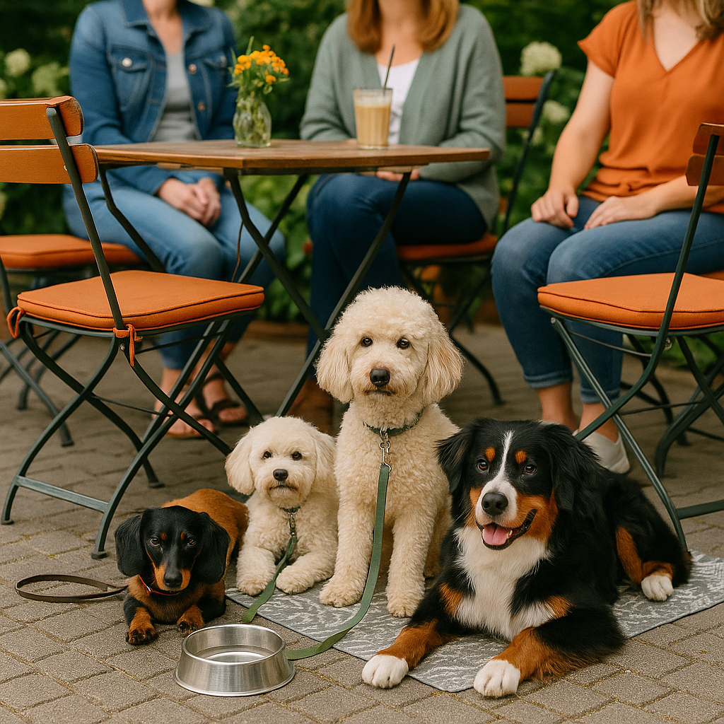 Hunde liegen entspannt unter dem Tisch Stuttgart Hundeschule