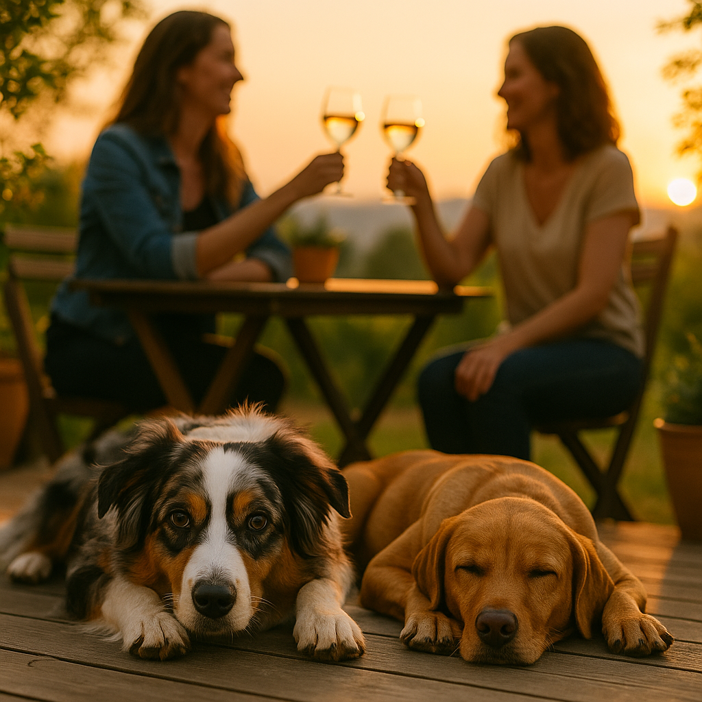 Hunde liegen im Sonnenuntergang Menschen trinken was Stuttgart Hundeschule