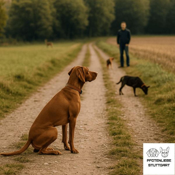 Radiustraining Hund sitz im radius zum Menschen Stuttgart Hundeschule