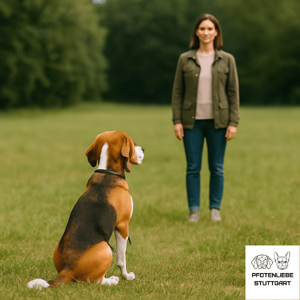 Sicherer Rückruf Hund wartet auf Rückruf Stuttgart Hundeschule
